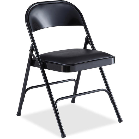 Lorell Padded Seat Folding Chairs - Vinyl Seat - Powder Coated Steel Frame - 4 / Carton