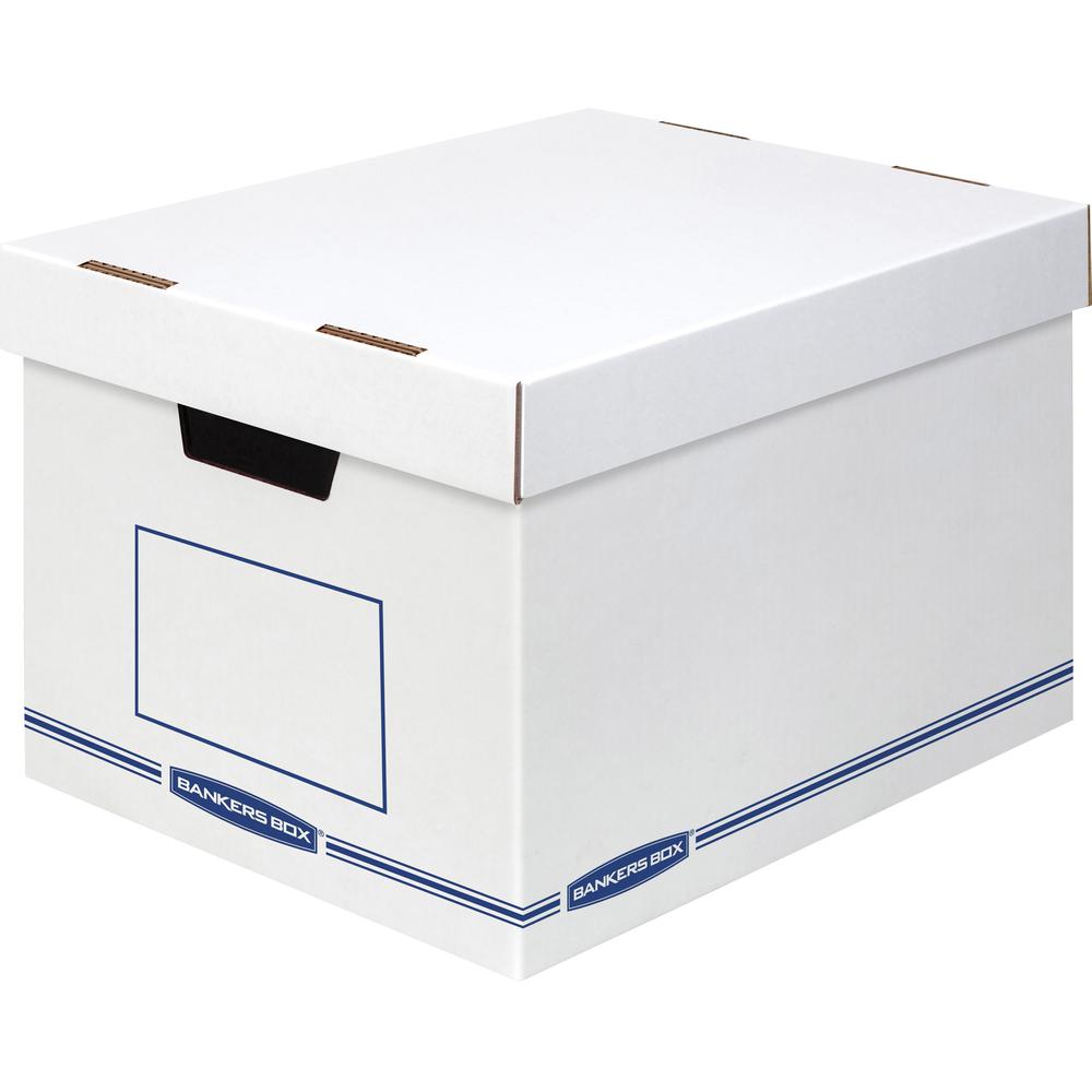 Bankers Box Organizers Storage Boxes - External Dimensions: 12.8" Width x 16.5" Depth x 10.5" Height - Medium Duty - Single/Double Wall - Stackable - White, Blue - For Storage - Recycled - 12 / Carton