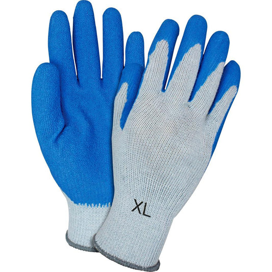 Safety Zone Blue/Gray Coated Knit Gloves - Latex Coating - X-Large Size - Blue, Gray - Crinkle Grip, Knitted - For Industrial - 1 Dozen