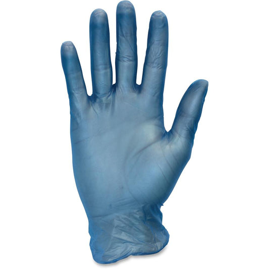 Safety Zone General-purpose Vinyl Gloves - Large Size - For Right/Left Hand - Blue - Latex-free, Comfortable, Silicone-free, Allergen-free, DINP-free, DEHP-free, Durable - For Food, Janitorial Use, Co