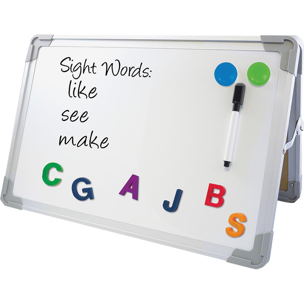 Flipside Magnetic Dry-Erase Desktop Easel - 18" (1.5 ft) Width x 12" (1 ft) Height - White Surface - Aluminum Frame - Rectangle - Desktop - 1 Each