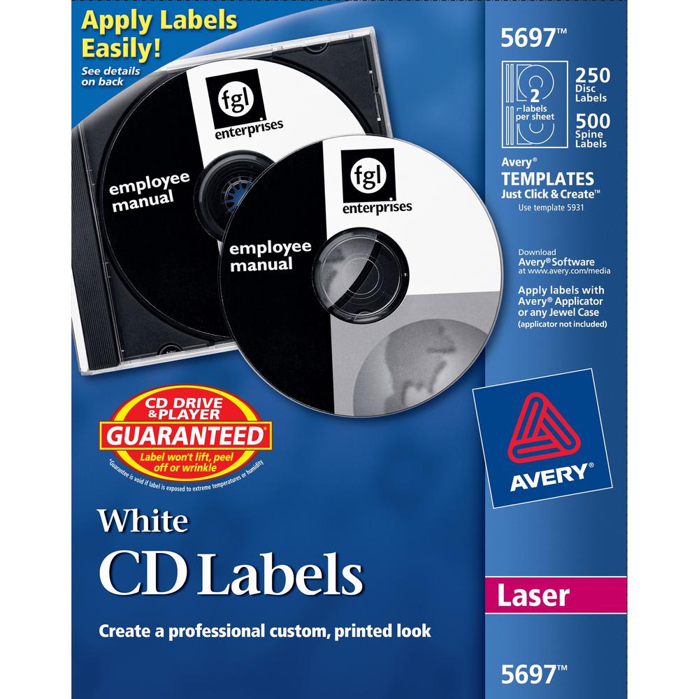 Avery&reg; Customize CD/DVD Labels - Matte White - 750 Total Label(s) - 250 / Pack