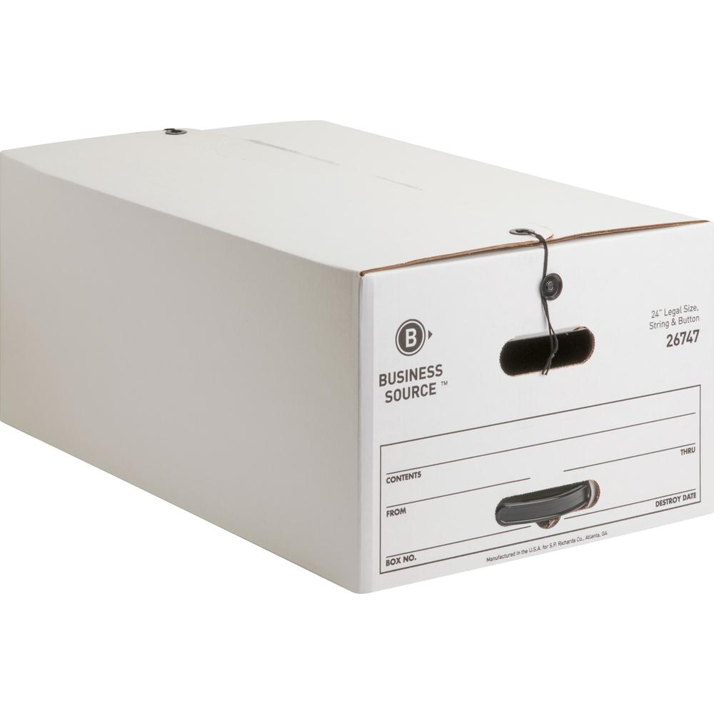 Business Source Medium Duty Legal Size Storage Box - Internal Dimensions: 15" Width x 24" Depth x 10" Height - External Dimensions: 15.3" Width x 24.1" Depth x 10.8" Height - Media Size Supported: Leg