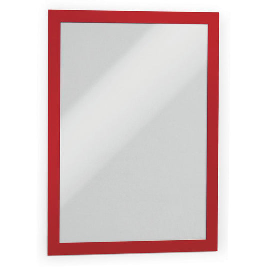 DURABLE&reg; DURAFRAME&reg; Self-Adhesive Magnetic Letter Sign Holder - Horizontal or Vertical, 9.5" x 12" Frame Size - Holds 8.5" x 11" Insert, 2 -Pack, Red