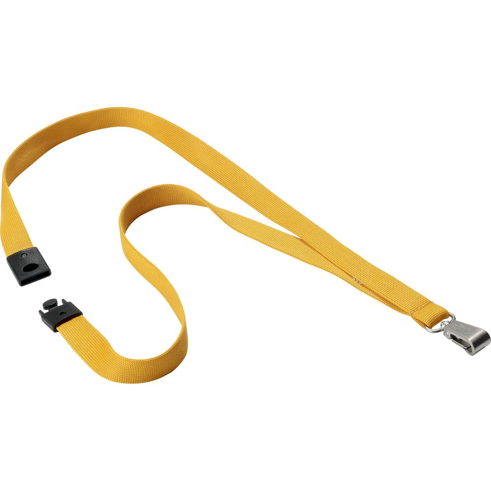 DURABLE&reg; Premium Textile Lanyard with Safety Release - 4/5" x 17" Lanyard - Gold - 10 / Box