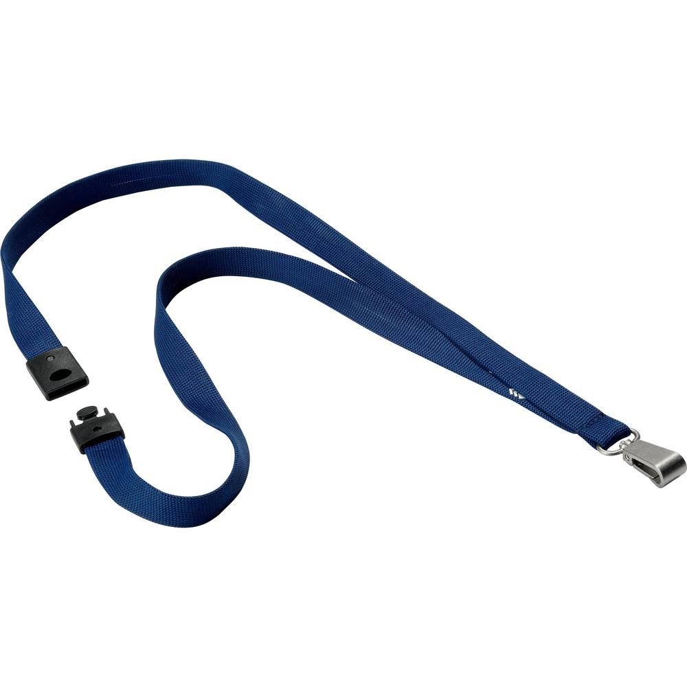 DURABLE&reg; Premium Textile Lanyard with Safety Release - 3/4" x 17" Lanyard - Blue - 10 / Box