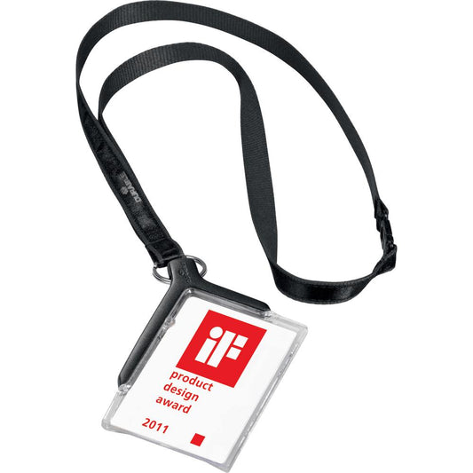 DURABLE&reg; ID Badge Deluxe Holder Lanyard - 4/5" x 17" Lanyard - Black - 10 / Box