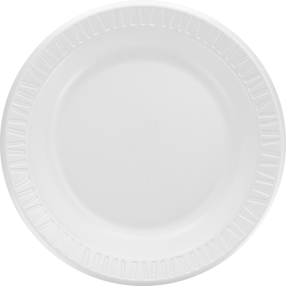 Dart Quiet Classic 10-1/4" Laminated Foam Plates - 125 / Bag - Serving - White - Glossy - Foam, Plastic Body - 4 / Carton