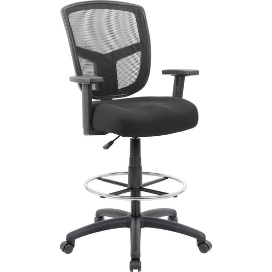 Boss Stool, Mesh, Black - Black High Density Foam (HDF) Seat - Black Back - 5-star Base - 1 Each