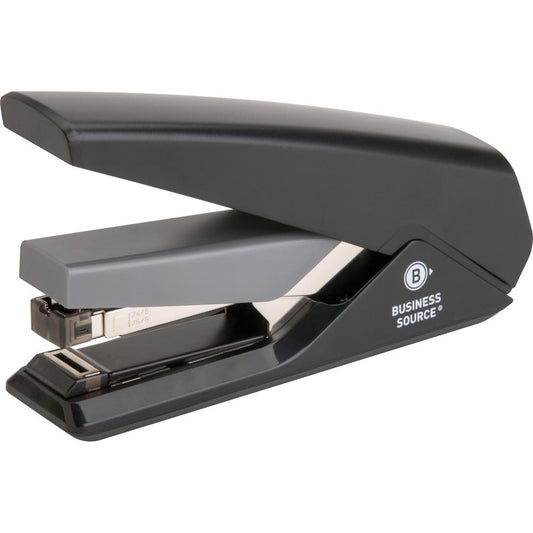 Business Source Full Strip Flat-Clinch Stapler - 30 of 20lb Paper Sheets Capacity - 210 Staple Capacity - Full Strip - 1/4" Staple Size - 1 Each - Black