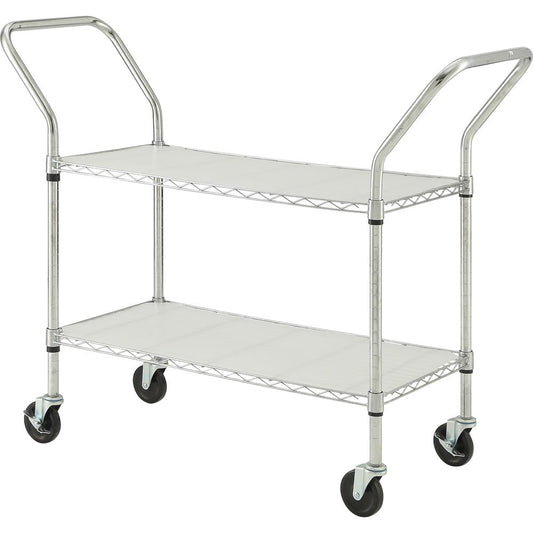 Lorell Light Duty Mobile Cart - Dual Handle - 4 Casters - 18" Length x 48" Width x 39" Height - Chrome - 1 Each