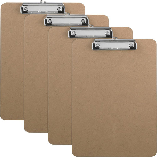 Business Source Flat Clip Clipboard - 9" x 12 1/2" - Hardboard - Brown - 6 / Box