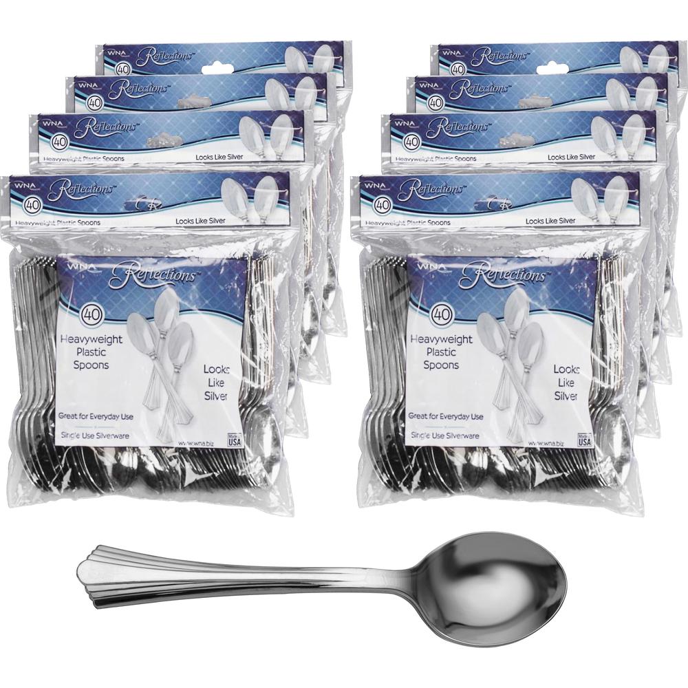 Reflections Classic Silver-look Spoon - 320/Carton - Spoon - Disposable - Silver