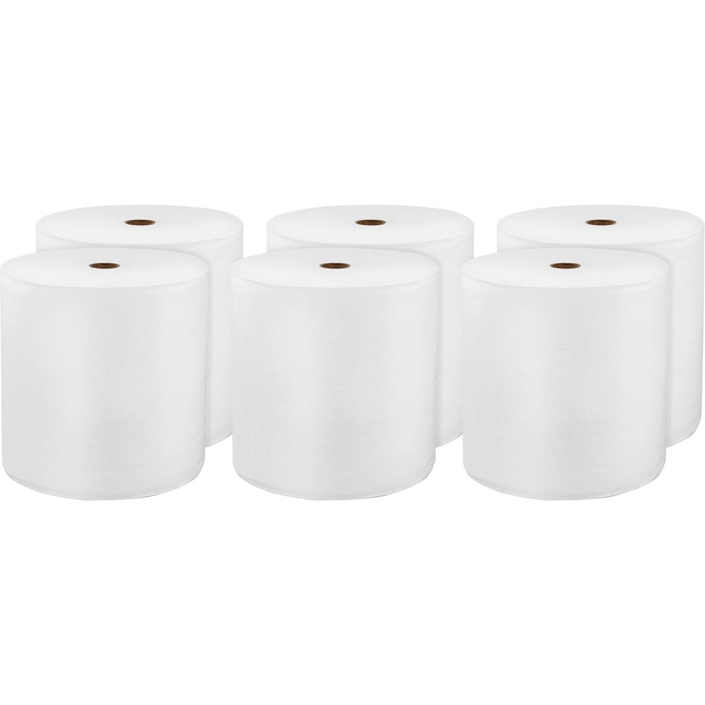 LoCor Hardwound Roll Towels - 1 Ply - 8" x 800 ft - White - Virgin Fiber - Hygienic, Embossed, Strong, Absorbent - For Washroom - 6 / Carton