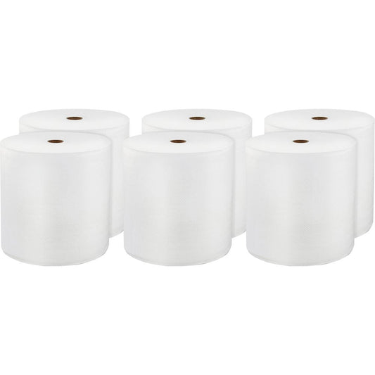 LoCor Hardwound Roll Towels - 1 Ply - 8" x 800 ft - White - Virgin Fiber - Hygienic, Embossed, Strong, Absorbent - For Washroom - 6 / Carton