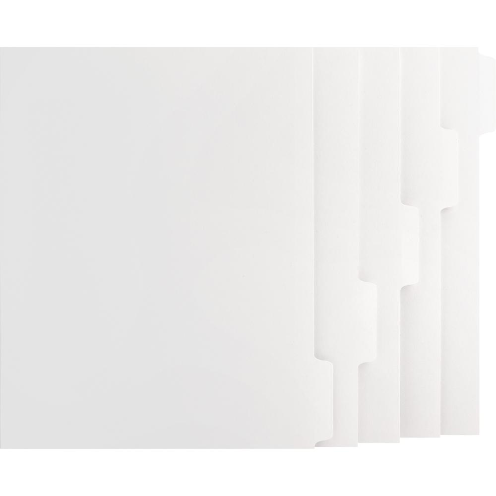 Business Source Tab Printer Economy Index Dividers - Print-on Tab(s) - 5 Tab(s)/Set - 8.5" Divider Width x 11" Divider Length - Letter - White Divider - White Tab(s) - 50 / Box