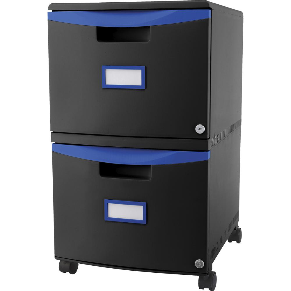 Storex 2-drawer Mobile File Cabinet - 18.3" x 14.8" x 26" - 2 x Drawer(s) for File, Document - Locking Drawer, Label Holder, Scratch Resistant, Dent Resistant, Rust Resistant, Moisture Resistant, Dura