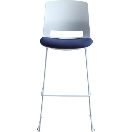 Lorell Arctic Series Bar Stool - Blue Fabric, Foam Seat - White Back - 2 / Carton