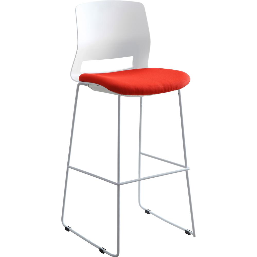 Lorell Arctic Series Bar Stool - Red Fabric, Foam Seat - White Back - 2 / Carton