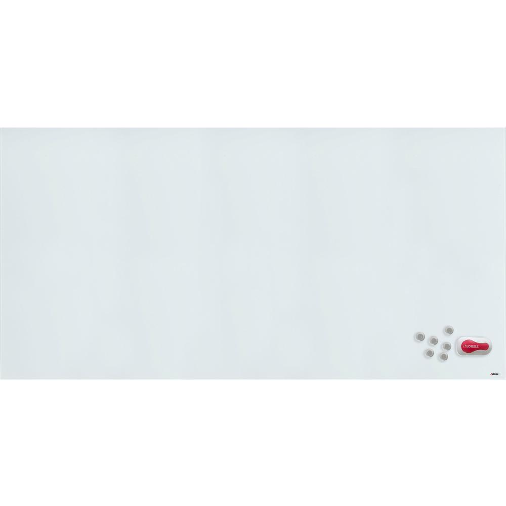 Lorell Magnetic Glass Dry-Erase Board - 96" (8 ft) Width x 48" (4 ft) Height - White Glass Surface - Rectangle - Magnetic - 1 Each