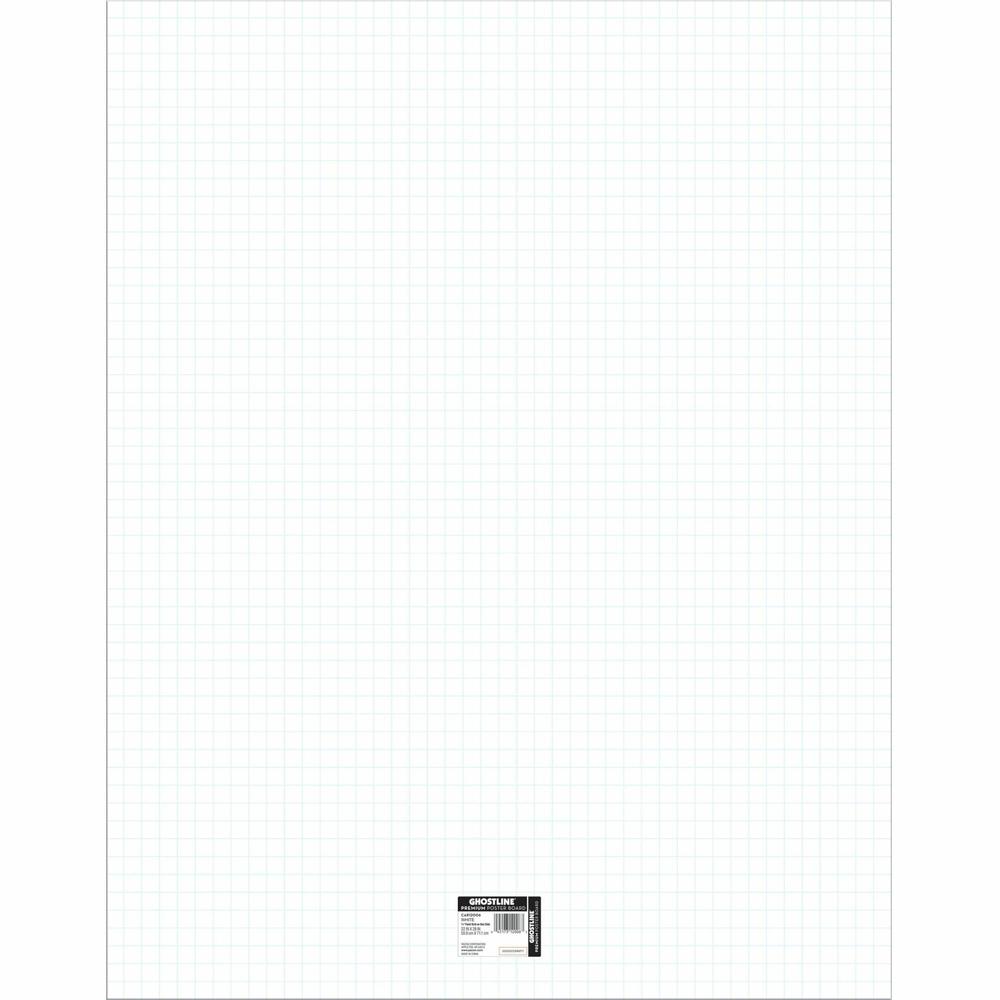 UCreate Ghostline Grid Poster Board - School, Home, Art, Office - 22"Height x 28"Width x 0.01"Length - 25 / Carton - White