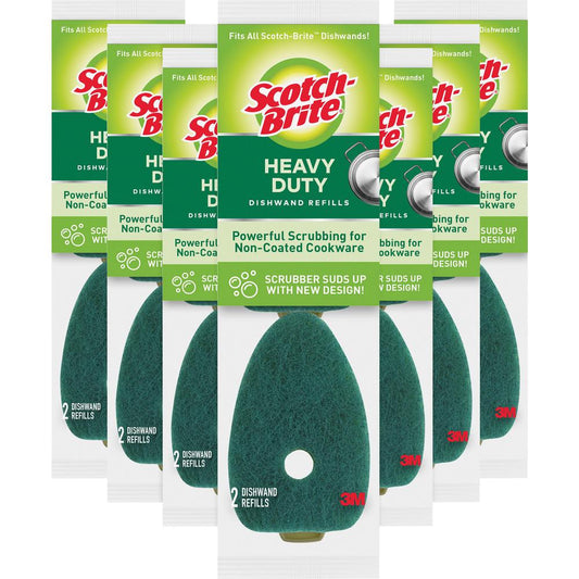 Scotch-Brite Heavy-Duty Dishwand Refills - 2.9" Height x 2.2" Width - 14/Carton - Green