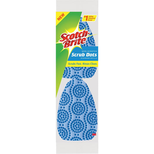 Scotch-Brite Scrub Dots Dishwand Refill - 3.5" Width x 4.4" Length - 14/Carton - Blue