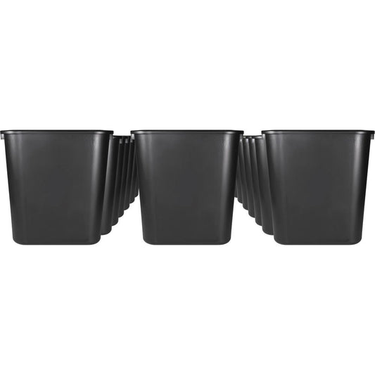 Sparco Rectangular Wastebasket - 7 gal Capacity - Rectangular - 15" Height x 14.5" Width x 10.5" Depth - Polyethylene - Black - 24 / Carton