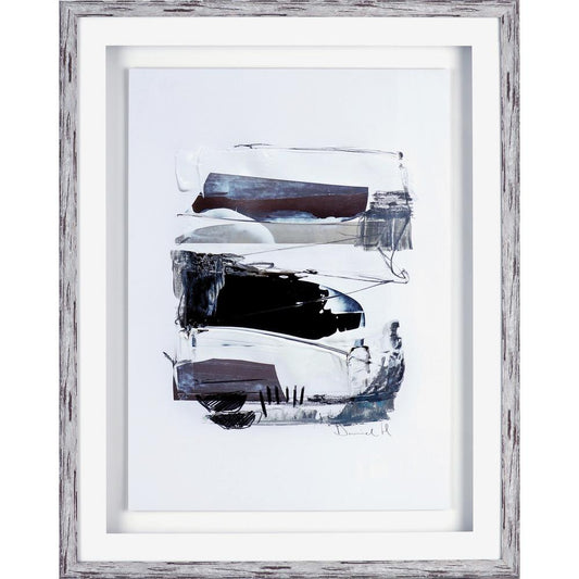 Lorell Abstract Design Framed Artwork - 27.50" x 35.50" Frame Size - 1 Each - Black, White