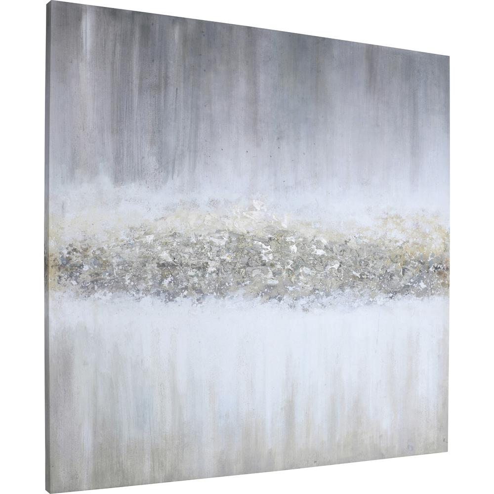 Lorell Raining Sky Design Frameless Abstract Art - 40" Width x 40" Height x 2" Length - 1 Each - Gray - Acrylic