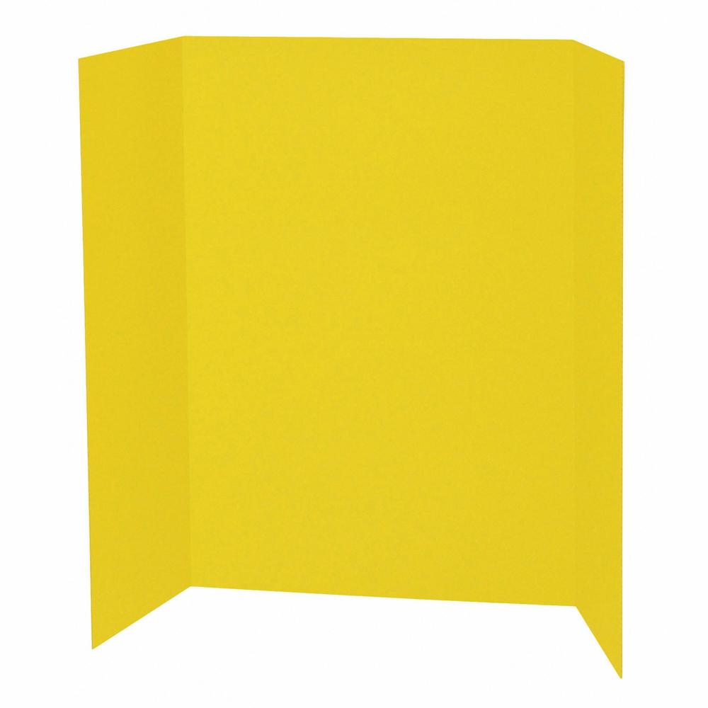 Pacon Single Wall Presentation Board - 48" Height x 36" Width - Yellow Surface - Tri-fold, Recyclable, Corrugated - 4 / Carton