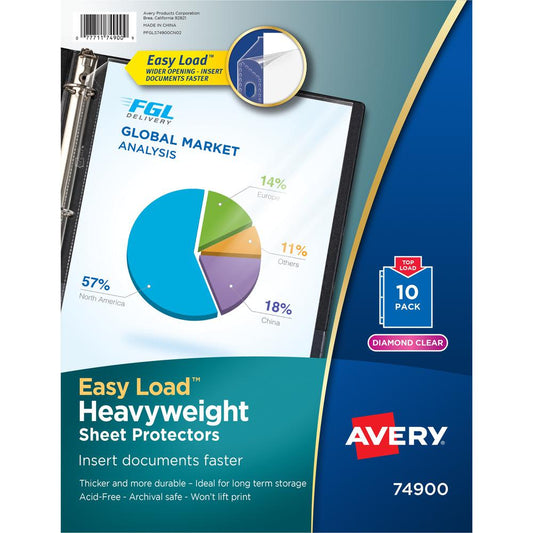 Avery&reg; Sheet Protector - 1 x Sheet Capacity - For Letter 8 1/2" x 11" Sheet - 3 x Holes - Ring Binder - Top Loading - Rectangular - Clear - Polypropylene - 24 / Carton