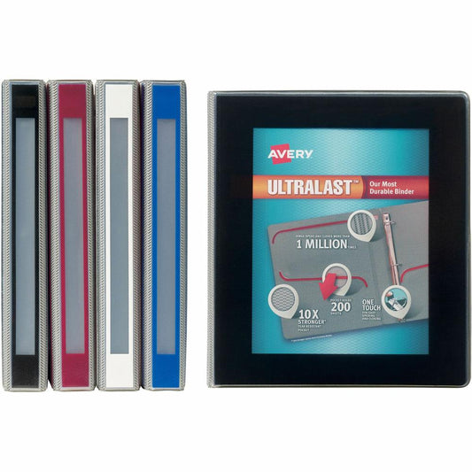 Avery&reg; Ultralast Binder - 1" Binder Capacity - Letter - 8 1/2" x 11" Sheet Size - 275 Sheet Capacity - Slant Ring Fastener(s) - 2 Pocket(s) - Vinyl - Blue, Red - Pocket, Heavy Duty, One Touch Ring