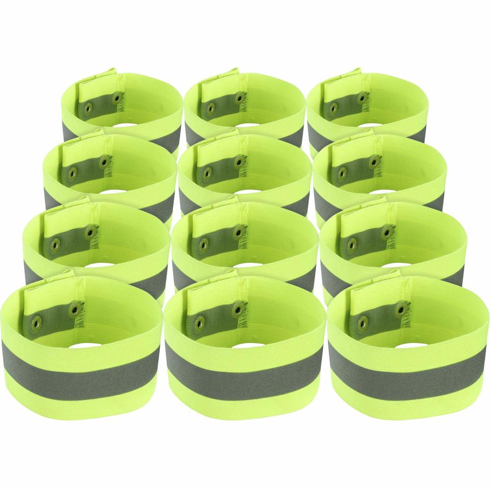 GloWear 8001 Arm/Leg Band - 12 / Carton - Small (S)/Medium (M) - Snap Attachment - 0.3" Height x 2" Width x 6.5" Length - Lime - Elastic, Knit