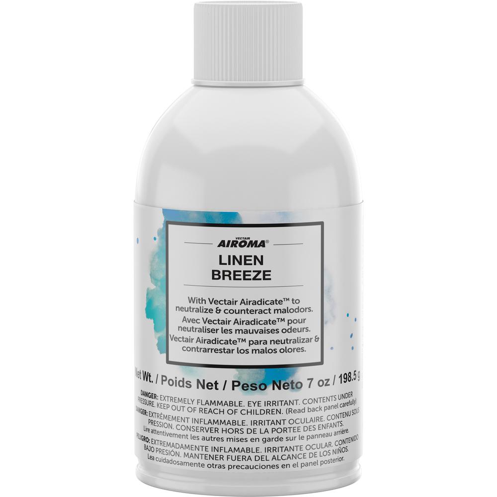 Vectair Systems Airoma Dispenser Fragrance Refill - Aerosol - 6000 ft³ - Linen Breeze - 60 Day - 12 / Carton - Odor Neutralizer