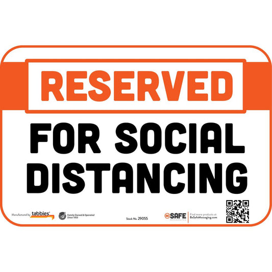 Tabbies RESERVED SOCIAL DISTANCING Wall Decal - 3 / Carton - Reserved Print/Message - 9" Width x 6" Height - Rectangular Shape - Repositionable, Pressure Sensitive, Tear Resistant, Removable - Vinyl -