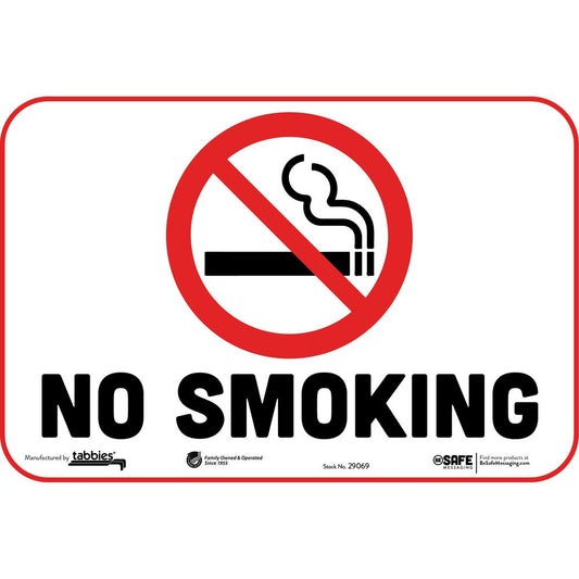 Tabbies NO SMOKING BeSafe Facilities Wall Decals - 3 / Carton - NO SMOKING Print/Message - 9" Width x 6" Height - Rectangular Shape - Repositionable, Pressure Sensitive, Tear Resistant, Removable - Vi