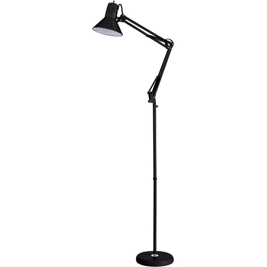 Bostitch Swing Arm Floor Lamp, Black - 72" Height - 9 W LED Bulb - Swivel Arm, Weighted Base, Glare-free Light, Flicker-free, Adjustable Arm, Durable, Eco-friendly - 700 lm Lumens - Metal - Floor-moun