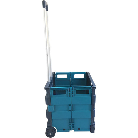 Seco Folding Shopping/Utility Cart - Telescopic Handle - 77 lb Capacity - Plastic - 14.9" Length x 16.5" Width x 15.9" Height - Blue, Aqua - 1 Each