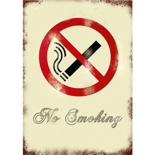 Seco Retro No Smoking Sign - 1 Each - NO SMOKING Print/Message - 8.5" Width x 11.3" Height - Rectangular Shape - Pre-printed, Long Lasting, Rust Resistant - Aluminum