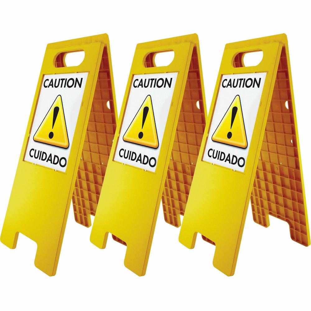 Headline Signs Customizable Tent Sign - 3 / Carton - 10.5" Width x 25.5" Height - 8.50" Holding Width x 11" Holding Height - Rectangular Shape - Yes - Heavy Duty - Plastic - Yellow