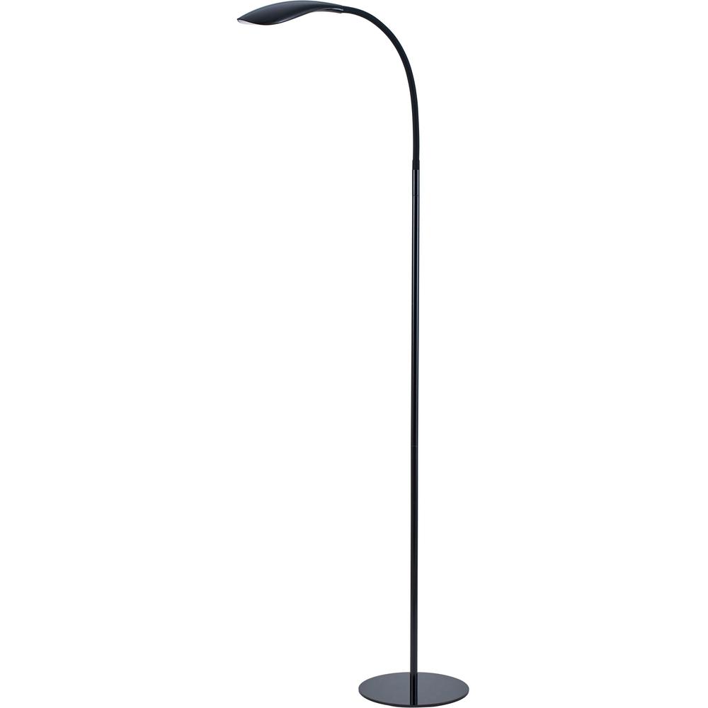 Bostitch Gooseneck Floor Lamp, Black - 72" Height - 12 W LED Bulb - Gooseneck, Flexible, Flicker-free, Glare-free Light, Eco-friendly, USB Charging - 480 lm Lumens - Floor-mountable, Desk Mountable -