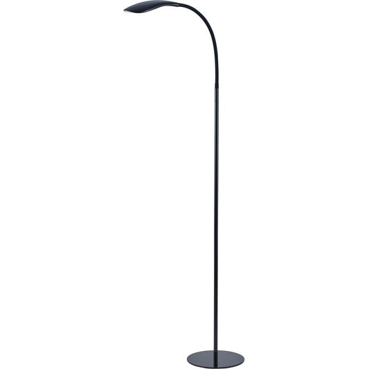 Bostitch Gooseneck Floor Lamp, Black - 72" Height - 12 W LED Bulb - Gooseneck, Flexible, Flicker-free, Glare-free Light, Eco-friendly, USB Charging - 480 lm Lumens - Floor-mountable, Desk Mountable -