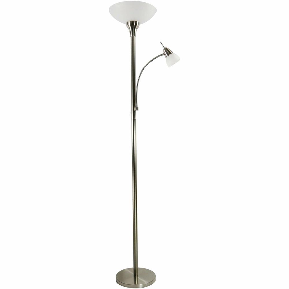 Bostitch LED Floor Lamp - 72" Height - 4 W LED Bulb - Satin Nickel - Dimmable, Adjustable Brightness, Touch Sensitive Control Panel - Floor-mountable - Silver - for Reading, Room, Crafting, Relaxing