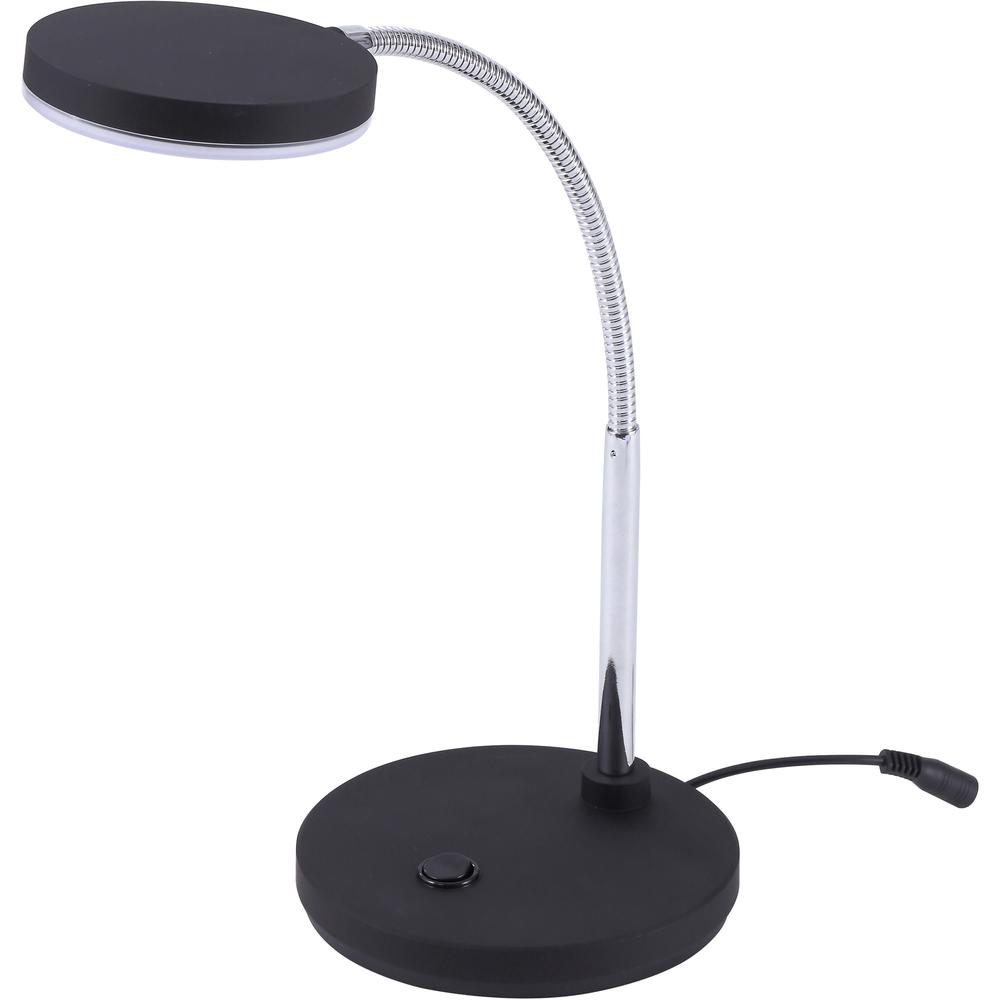 Bostitch Metal Gooseneck Desk Lamp, Black - LED Bulb - Polished Metal - Gooseneck, Flicker-free, Glare-free Light, Adjustable Head, Flexible Neck, Adjustable Brightness, Eco-friendly - Metal - Desk Mo