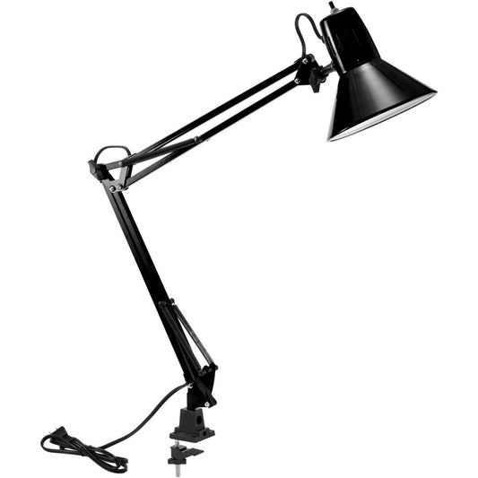 Bostitch Swing Arm Desk Lamp with Clamp, Black - 9 W LED Bulb - Swivel Arm, Flicker-free, Glare-free Light, Durable, Eco-friendly - 700 lm Lumens - Metal - Desk Mountable - Black - for Desk, Office, D