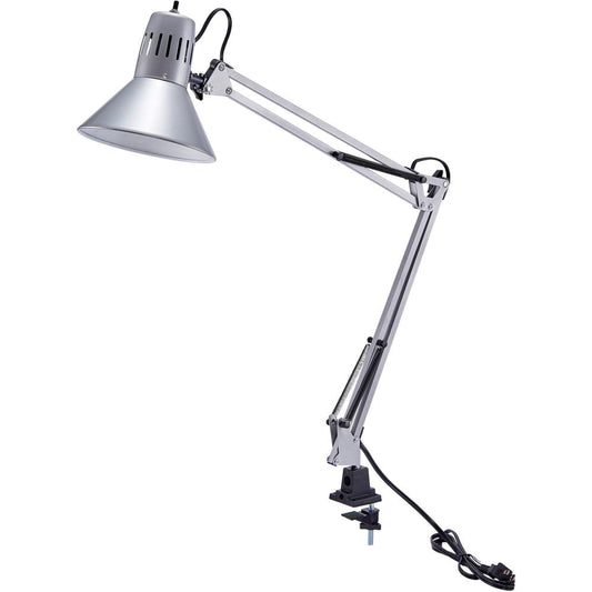 Bostitch Swing Arm Desk Lamp with Clamp, Silver - 36" Height - 9 W LED Bulb - Adjustable Arm, Durable, Flicker-free, Glare-free Light, Flexible Arm - 700 lm Lumens - Metal - Desk Mountable, Surface Mo