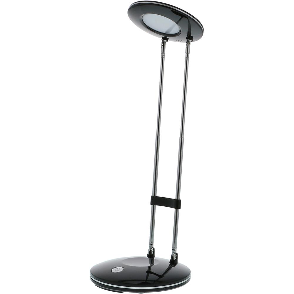 Bostitch Folding Desk Lamp, Round Top, Black - 2.50 W LED Bulb - Glossy - Foldable, Adjustable Head, Flicker-free, Glare-free Light - 220 lm Lumens - Desk Mountable - Black - for Desk