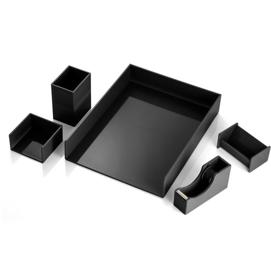 Officemate Desk Organizer Set - 7" Height x 7" Width x 11" DepthDesktop - Black - 1 Each