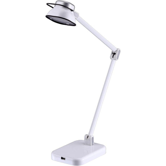 Bostitch Elate Dual Arm LED Desk Lamp - LED Bulb - USB Charging, Adjustable Arm, Adjustable Brightness - Desk Mountable - White - for Desk, Office